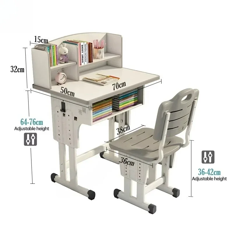 New Ergonomic Children Learning Desk with Bookshelf Home Furniture Height Adjustable Kids Study Table Chair Set