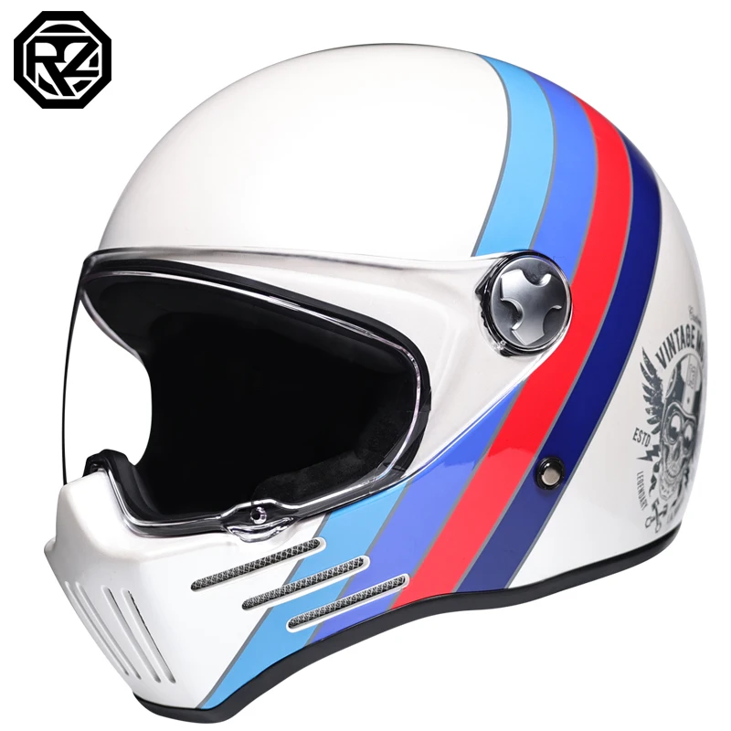 

Moto Retro Helmet Men Motorbike Riding Motocross Vintage Full Face Helmets Capacete Moto For Adults Full Face Motorycle Helmet