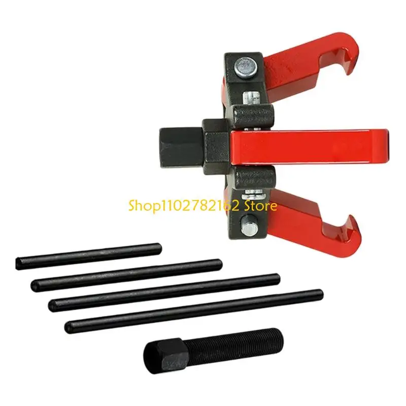 547B Tight Access Pulley Service Tool, Three Jaw Damper Puller Set with Steel Body and 4 Extension Posts for Vehicle Repair Work