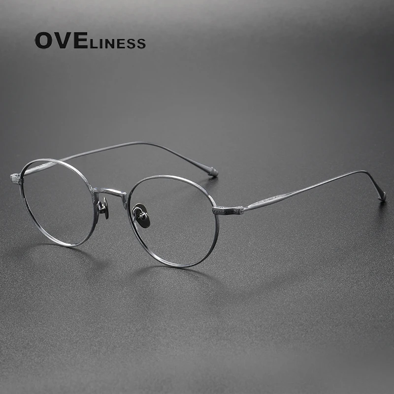 

Vintage Titanium Glasses Frame for Men Korean Round Optical Myopia Prescription Eyeglasses Frame Women Luxury Brand full Eyewear