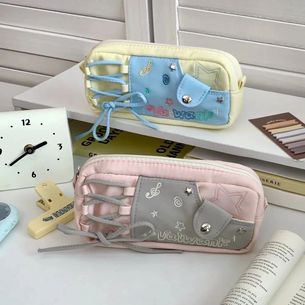 

Pencil Case Korean Stationery Bag Large Capacity Cosmetics/Card/Pens Large Ins Pen Bag Desktop Storage Canvas Cloth