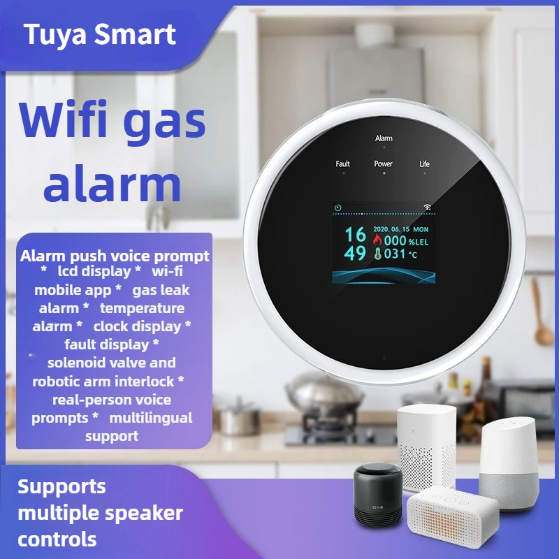WiFi Graffiti Gas Alarm for Home Kitchen, Natural Gas, and LPG Leak Detector with Mobile Alerts