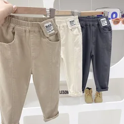 Kid Boys Trousers Spring Autumn Solid Letter Patchwork Elastic Student Boys Pants Pockets Casual Exterior Children Boys Pants