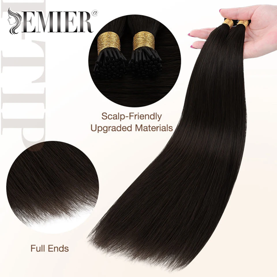 I Tip Hair Extensioins Human Hair Keratin Fusion Emier Brazilian Hair Extension Straight Stick Tips Machine Made Remy Human Hair