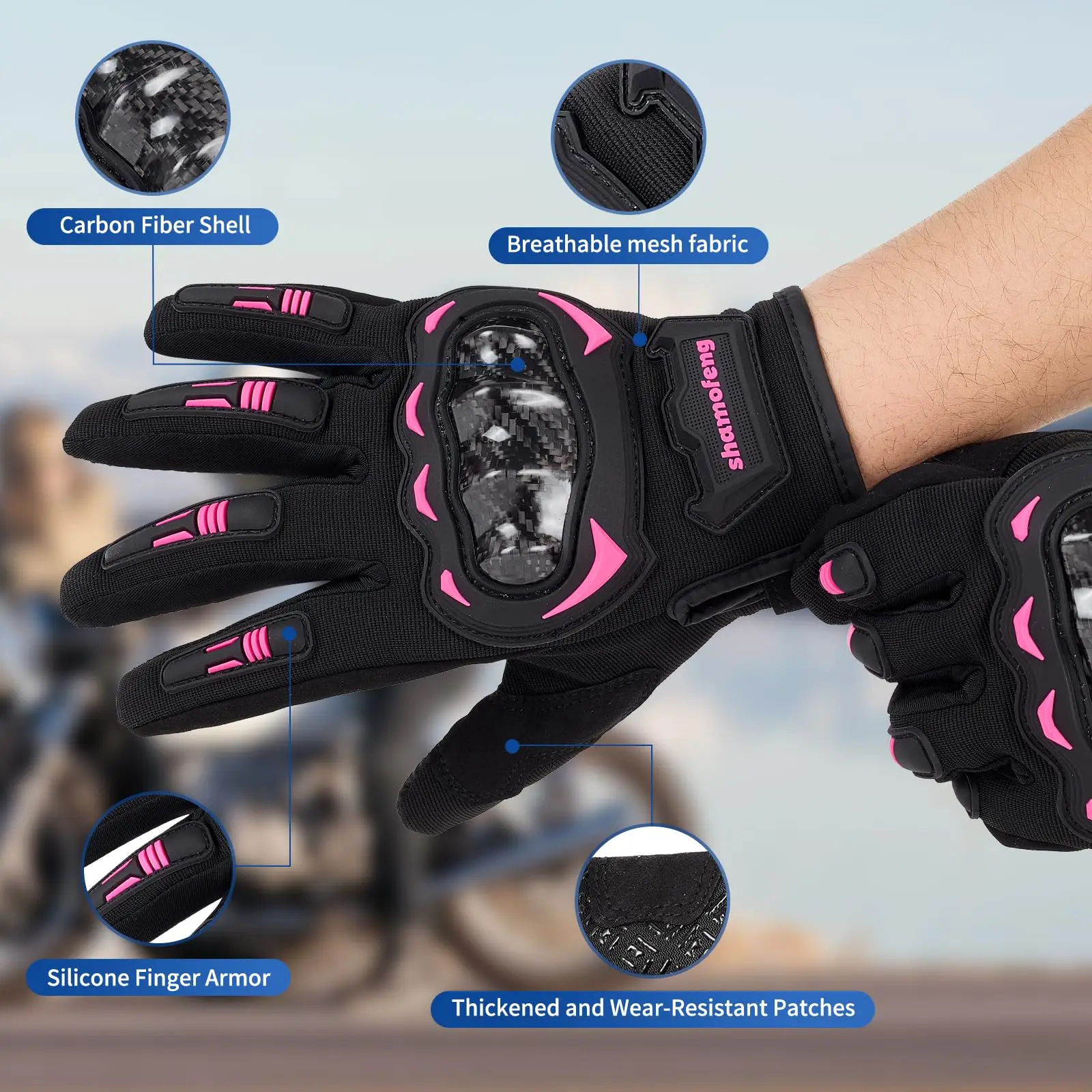 Motorcycle Gloves for Men and Women Touchscreen with Carbon Fiber Knuckles Shell for Dirt Bike ATV UTV BMX Motocross Motorbike