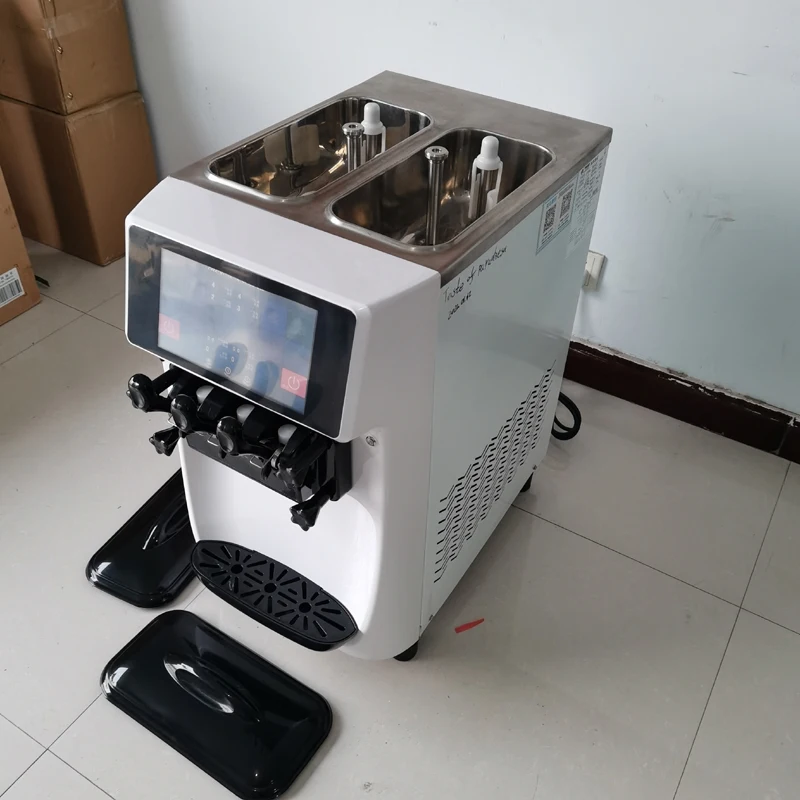 Soft Ice Cream Machine Commercial Fully Automatic Stainless Steel 220V/110V Vertical Sundae Refrigeration Equipments Cone Maker