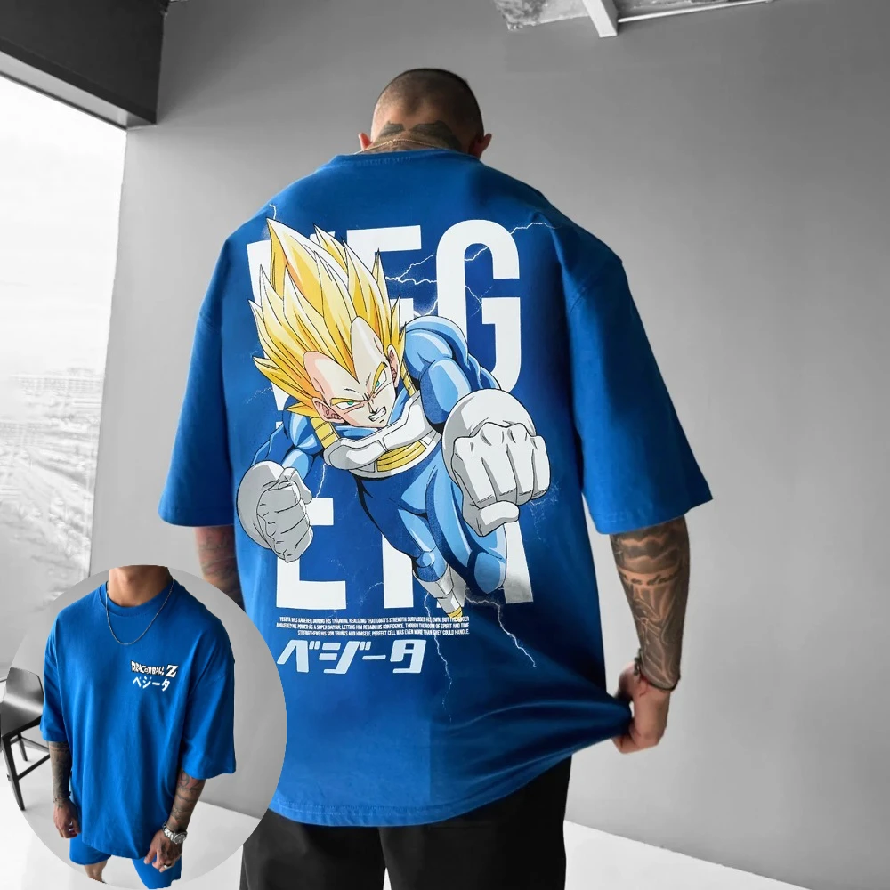 Dragon Ball Herren T-Shirt Vegeta Sommer Anime T-Shirt Frühling und Herbst Jungen Vielseitige Nische Kurzarm Eltern-Kind-Kleidung