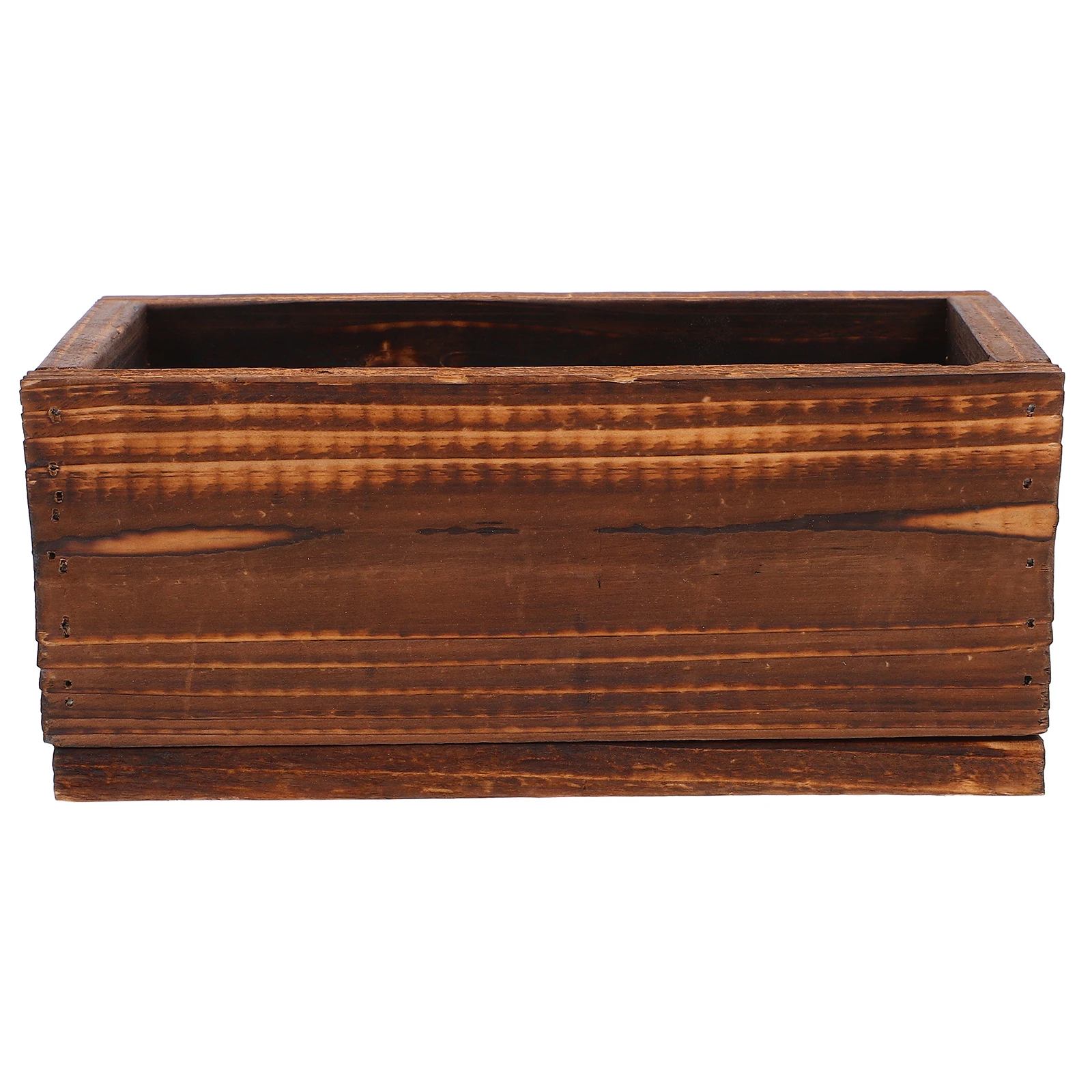 

Wooden Planter Box Rectangle Long Planters for Succulents Balcony Garden Flower Pot Window Vase Rustic Carbonized