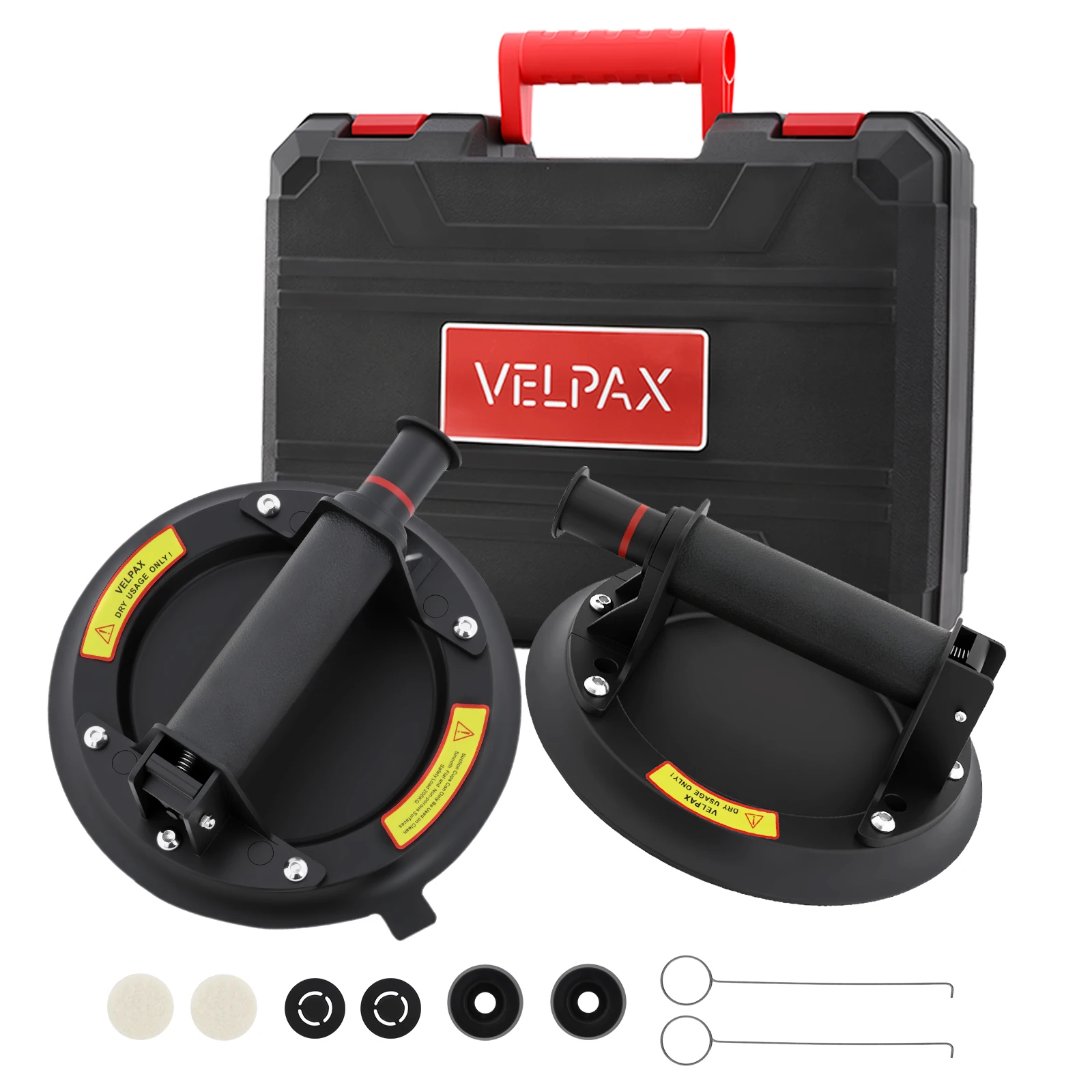 2 ventouses pour carrelage de 8 pouces, professionnelles avec boîte à outils, capacité de charge de 200 kg, pour verre, assiettes, carrelage et meubles
