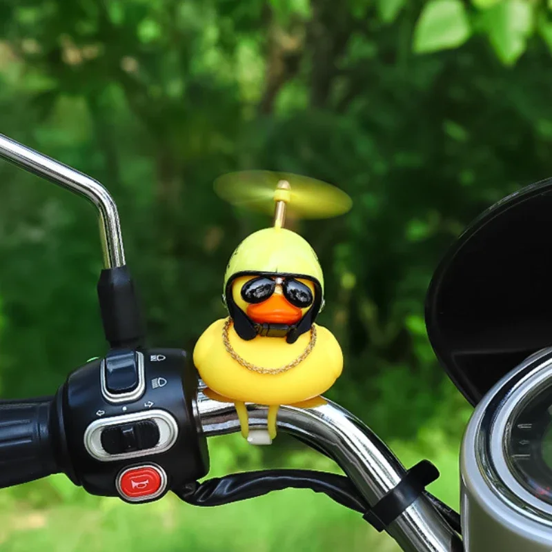 Cartoon Cute Rotating Propeller Helmet Duck Motorcycle MTB Decoration Funny Bicycle Duck Car Interior Ornaments Bike Accessories