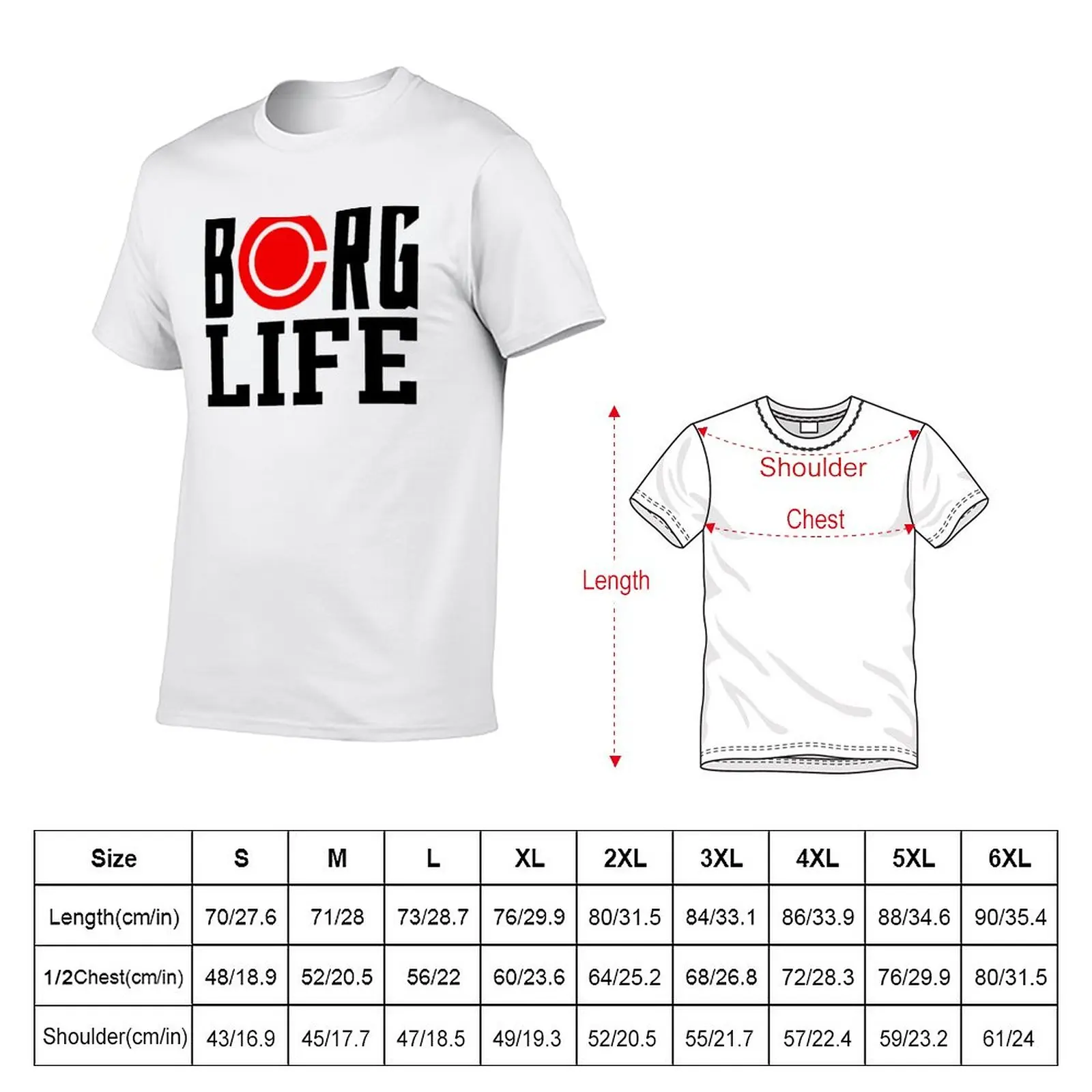 Borg Life T-Shirt vintage boys whites Aesthetic clothing graphics Men's cotton t-shirt