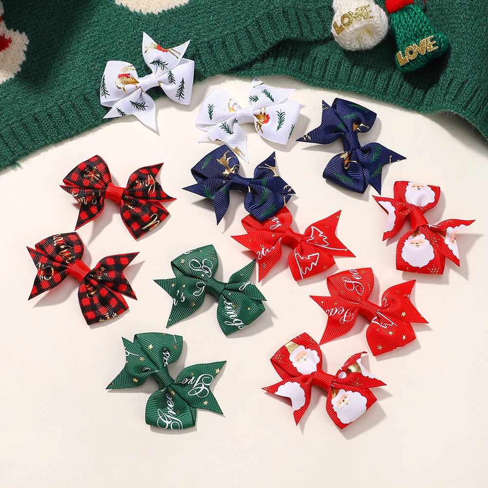 6/8 stücke Weihnachten Kinder Haar clips Band Bögen Haarnadel Weihnachten Party kinder Pony Kopfschmuck Haar Zubehör großhandel