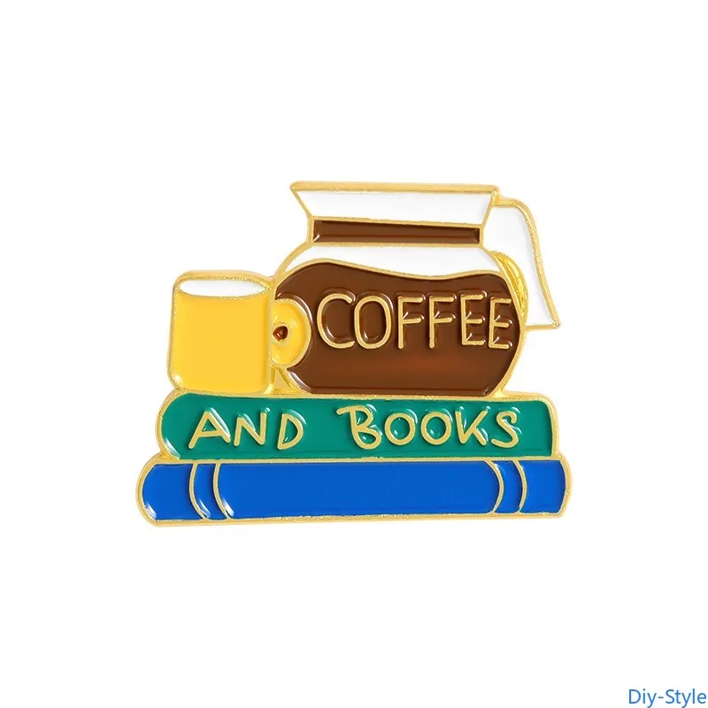 

Coffee Pot Book Alphabet Clothing Accessories Backpack Alloy Brooch Badge Enamel Lapel Pins Wholesale