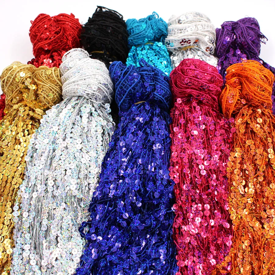 2yards 30cm Sewing Fringe Sequins Tassel Lace for Wedding Party Latin Dancing Bar Dress DIY Paillette Ribbon Trims Accessories