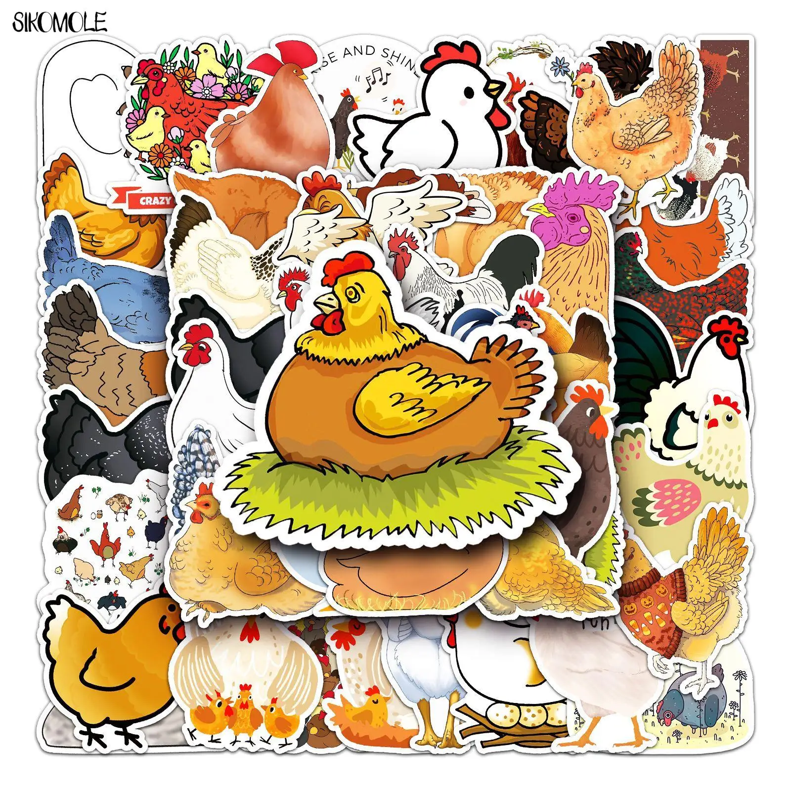 10/30/50PCS Cartoon Cute Chicken Stickers Kawaii Animals DIY Car Skateboard Laptop Motorcycle Graffiti Sticker Decal Kids Toy F5