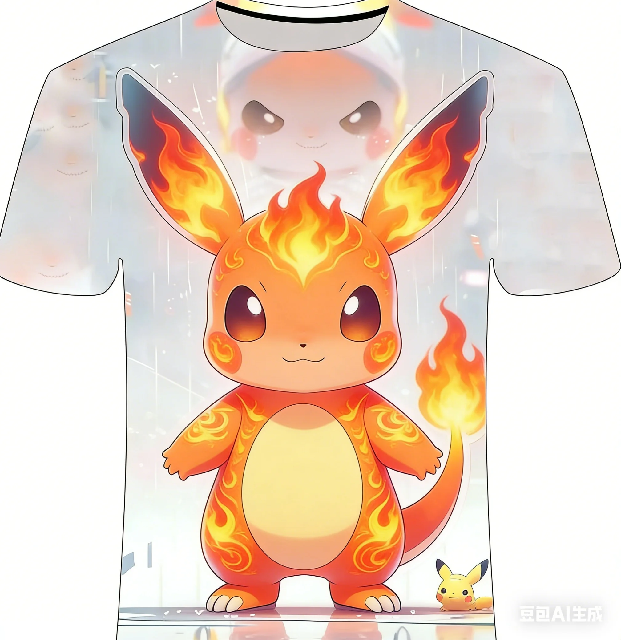 

Pokémon Collaboration T-Shirt Pikachu Gengar Psyduck Anime Merchandise Loose Short Sleeve