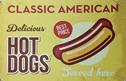 Metal Vintage Tin Sign Decor Hot-dog Snackes Theme for Kitchen Home Diner Bar Pub Coffee Retro Art Sign 12