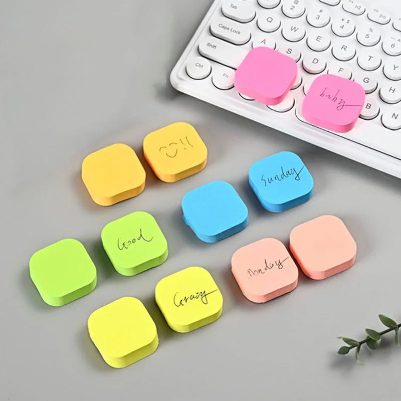 6 Couleurs Blocs-notes adhésifs mini portables à coins arrondis, marque-pages, papeterie pour l'école, le bureau et la planification