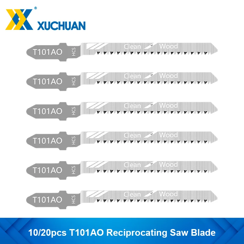 

XUCHUAN T101AO Jig Saw Blade 10/20pcs HCS Jigsaw Blade T Shank Saber Blades for Cutting Wood Plastic Reciprocating Saw Blade