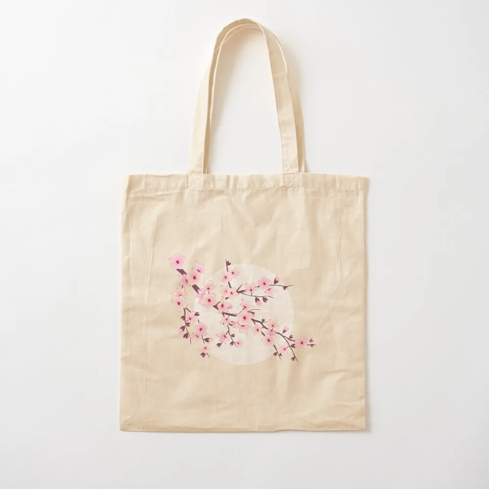 Floral Cherry Blossom Pink Black Tote Bag cute pouch bag shopping trolley bag Portable shopping