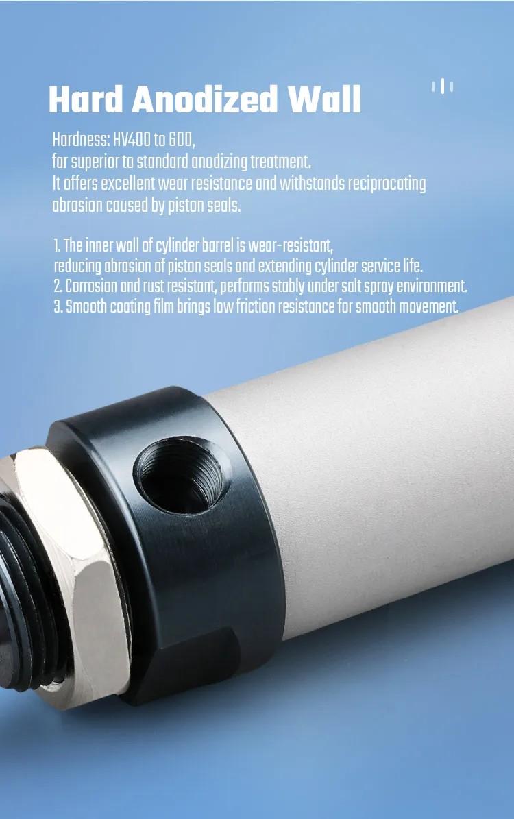 LAIZE MAL Mini-Zylinder, pneumatischer, doppeltwirkender Luftzylinder aus Aluminiumlegierung – Detail 5
