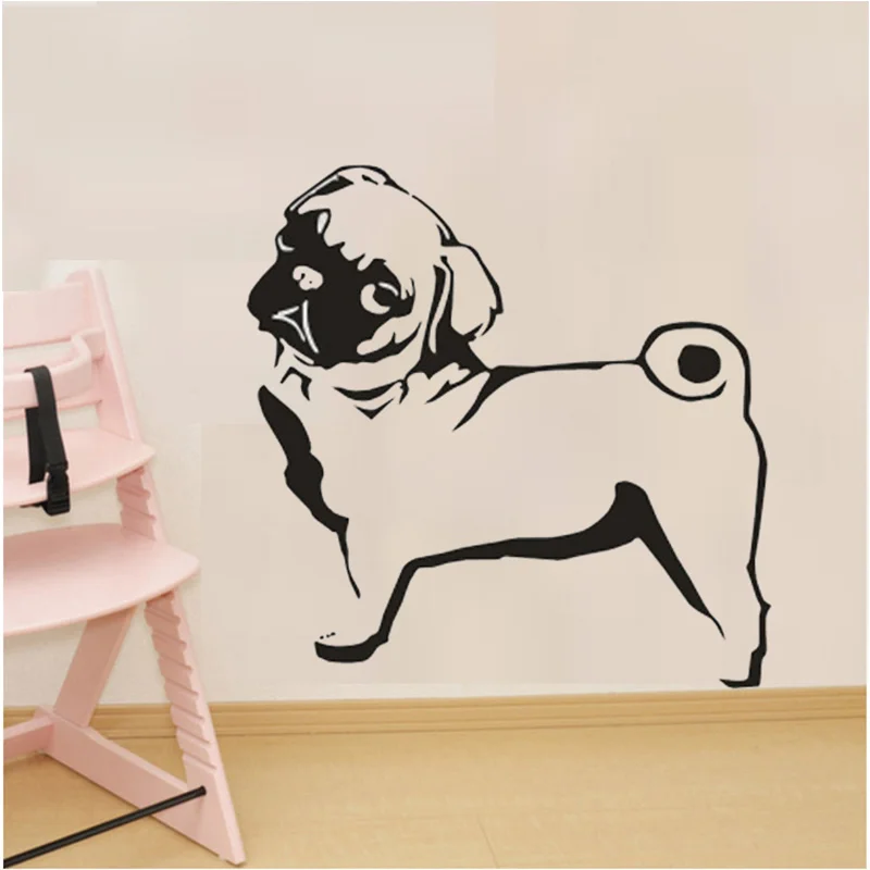 

PUG DOG Wall Sticker Vinyl Wall Stickers Home Decor Furnishing Decorative Animals Mural Car Transfer Large Decal