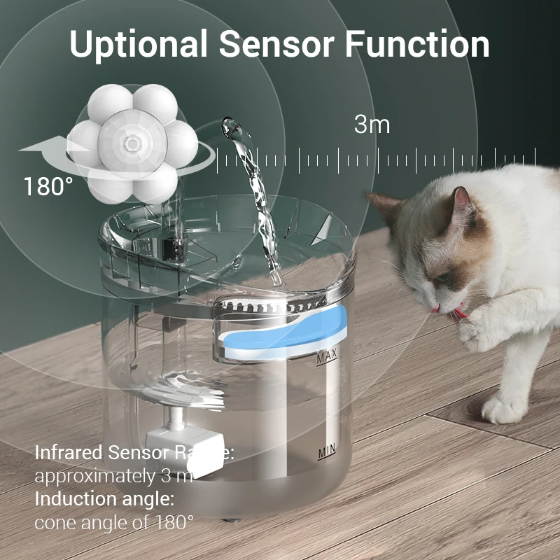 ROJECO 2L Automatic Cat Water Fountain Charcoal Filter Drinker For Cats Dog Water Dispenser Pet Sensor Drinking Fountain For Cat