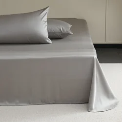 Natural Mulberry Silk Flat Sheet 1PC Solid Color Bed Sheet High End Smooth Bed Linen Single Double Queen King Size Bedding Soft