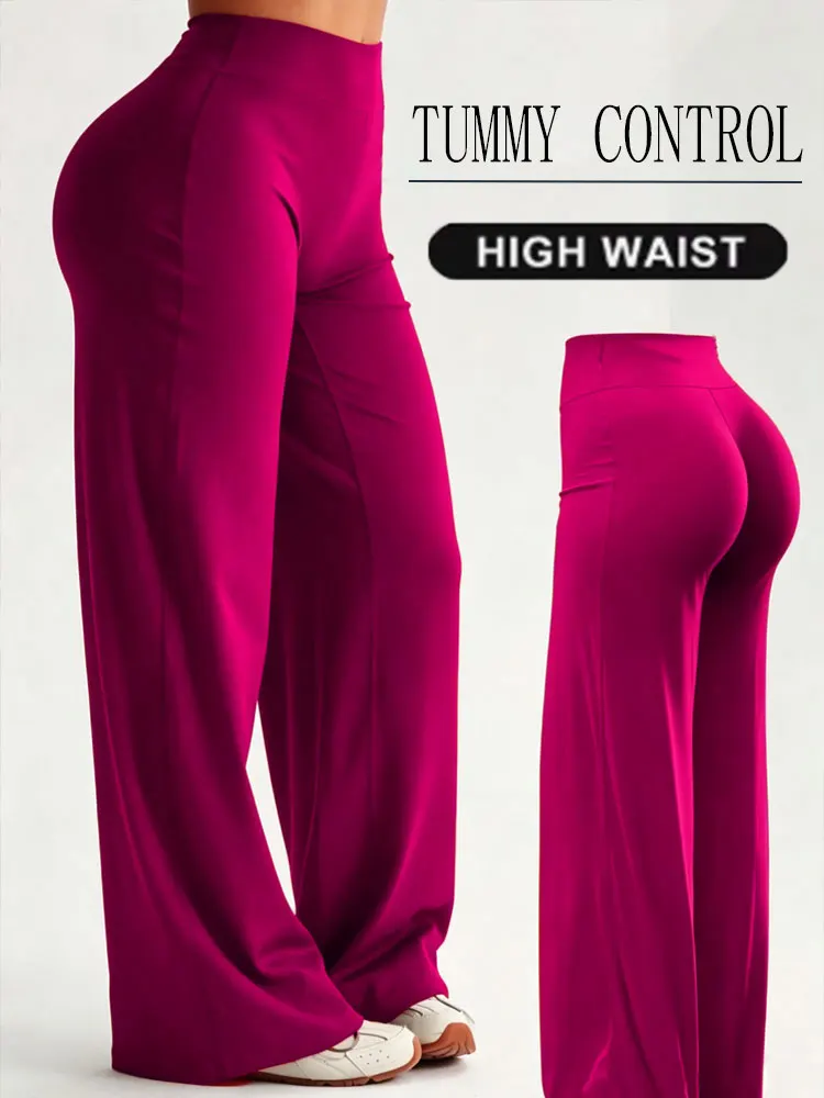 High-Waist Straight Leg Workout-Hose Hautfreundliche Hüftformende Casual Sport-Leggings Trainings-Bodyshaping Fitness-Unterwäsche