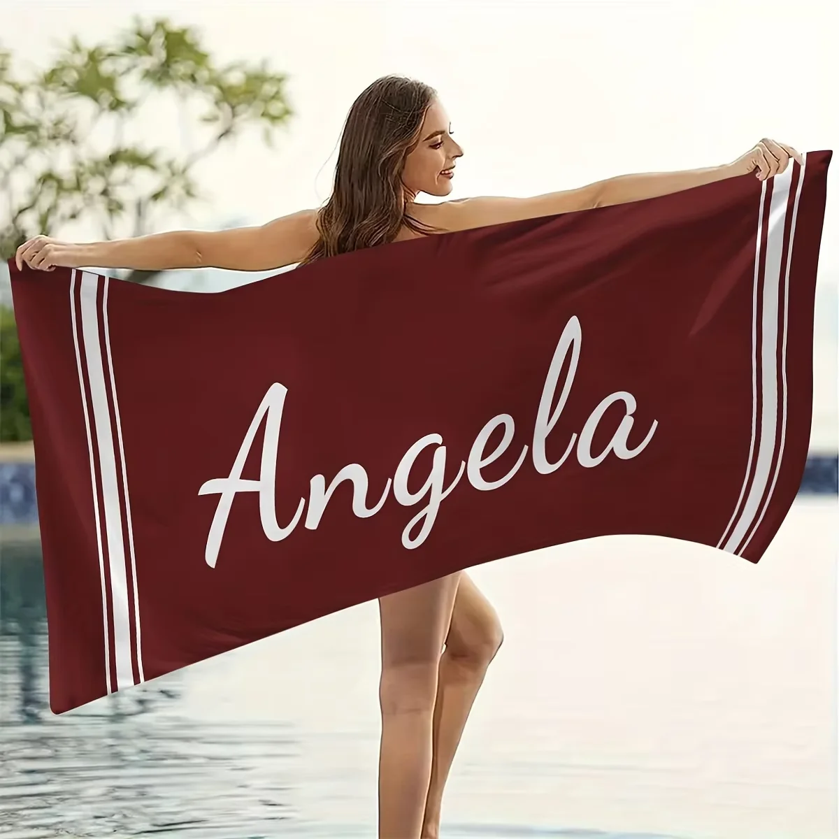 1pc Custom Name Beach Towel Personalized Microfiber Towel for Wedding Party Souvenir for Beach Swimming Bath Yoga Seaside