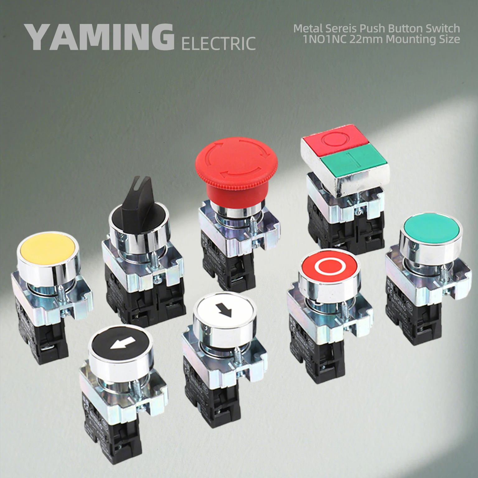 Button Switch XB2 Series 22mm Self Reset Mushroom Head Emergency Stop Press Rotary Knob Key Start Power Control
