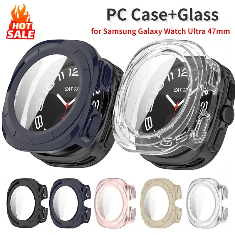 Case for Samsung Galaxy Watch Ultra 47mm accessories Tempered Glass Screen Protector Hard PC Bumper Galaxy Watch 7 ultra Cover