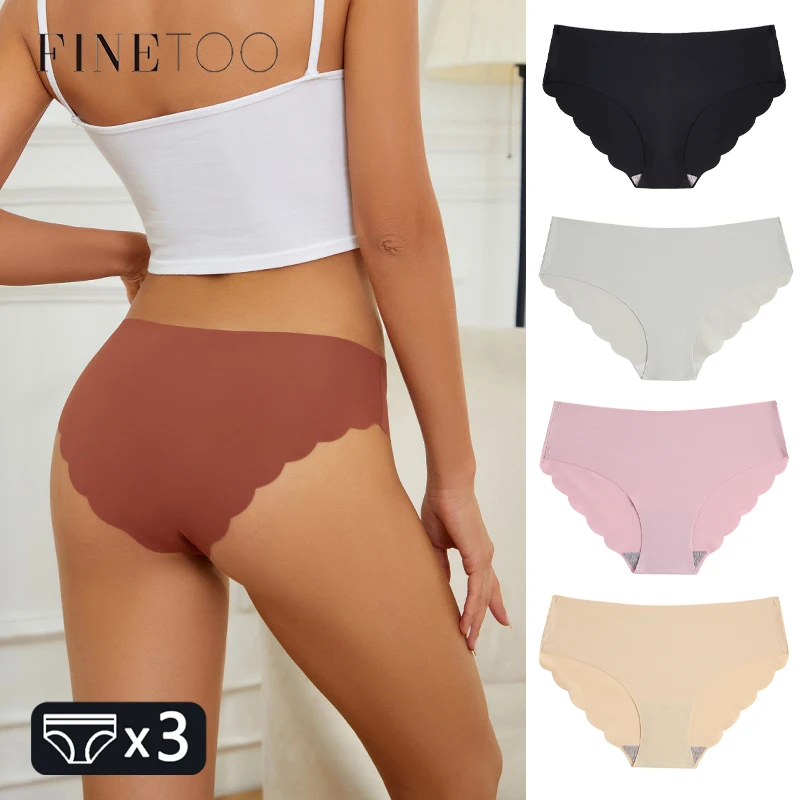 3Pcs/SET Sexy Seamless Silk Underwear Women's Panties Comfortable Ruffles Briefs Female Soild elasticity Lingerie Intimates M-XL