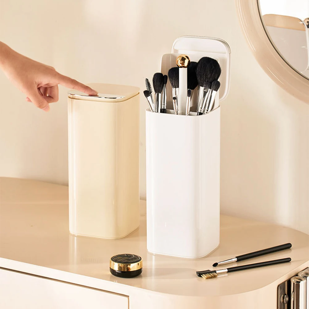 Automatic Lifting Makeup Brush Holder Waterproof Makeup Brushes Organizer Lipstick Eyebrow Pen Holder for Bathroom Countertop