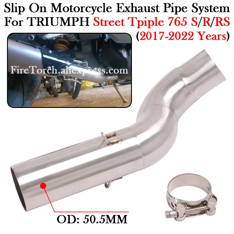 Slip-On Motorcycle Exhaust Escape Moto Modify 51MM Muffler Pipe For TRIUMPH STREET TRIPLE 765 S R RS 765S 765R 765RS 2017 - 2022