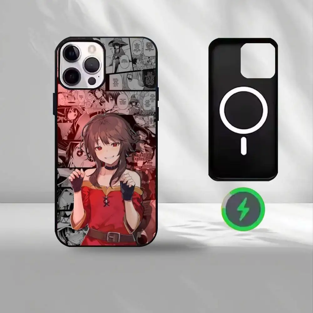 Konosuba Megumin   Phone Case For iPhone17,16,15,14,13,12,11 Plus,Wireless charging protective case soft cover
