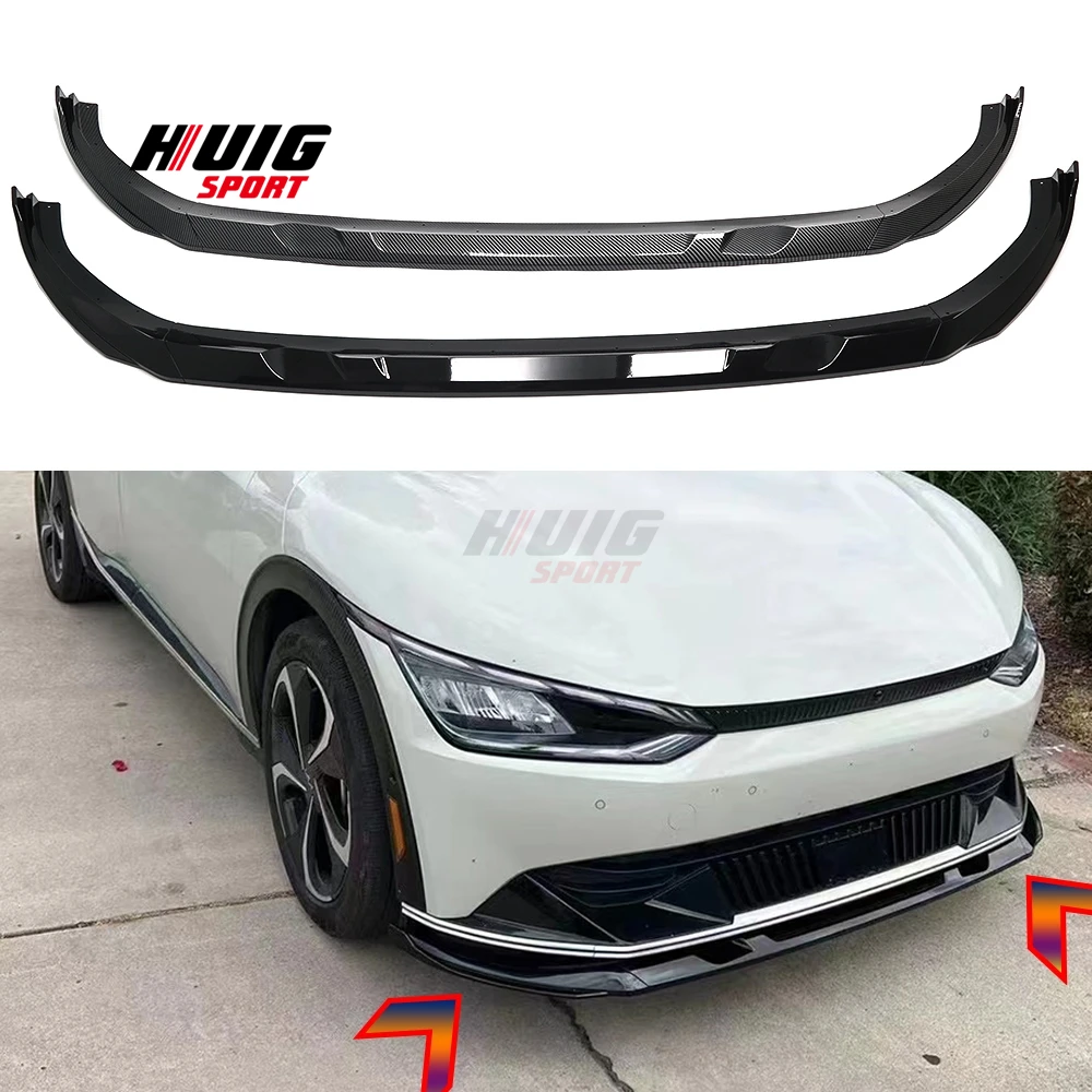 3pcs For KIA EV6 GT 2021 2022 2023 Exterior Front Lip Splitter ABS Front Bumper Lip Spoiler Air Dam Side Body Kit Accessories