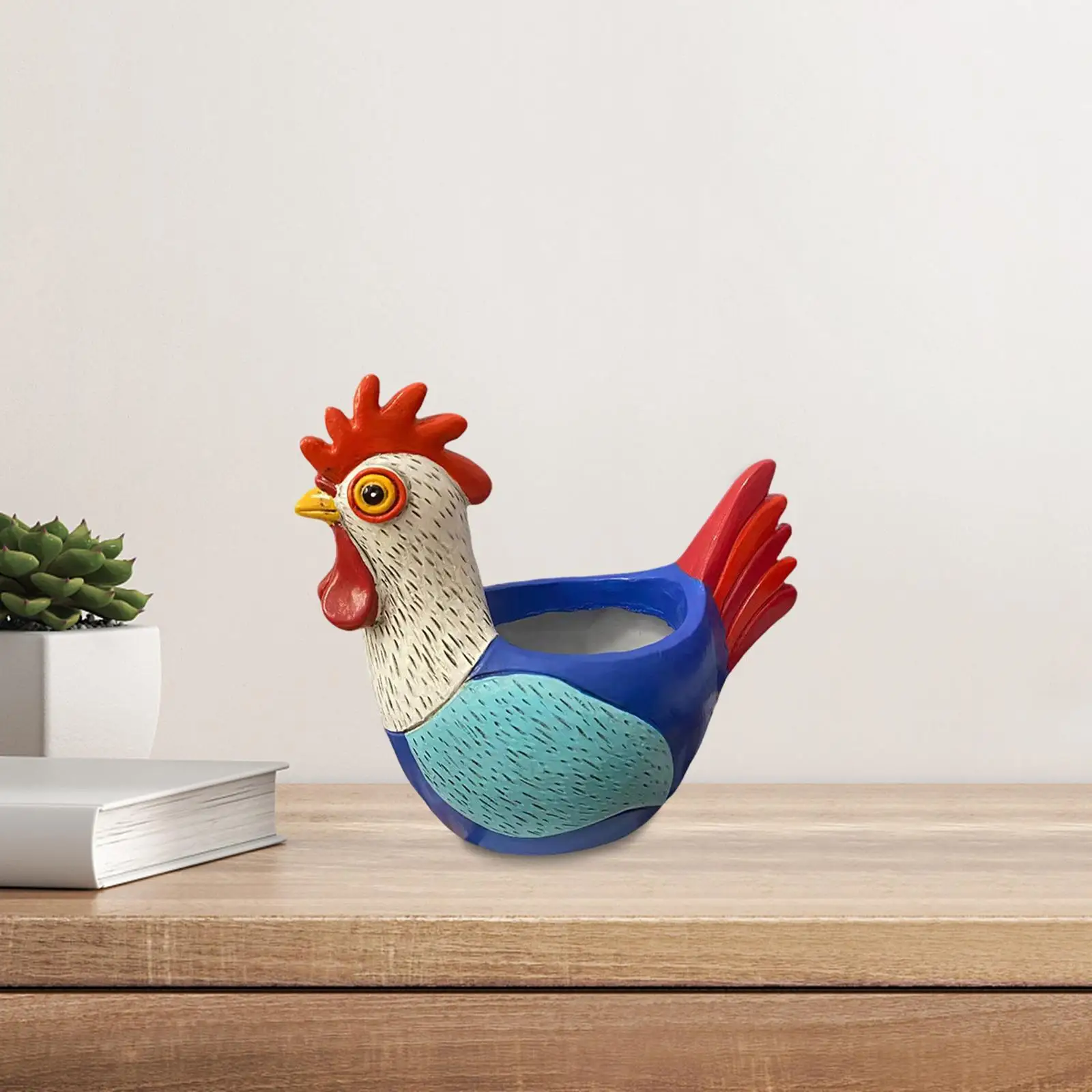 Chicken Flower Pot Chicken Sculpture Gift for Home Kitchen Table Centerpiece