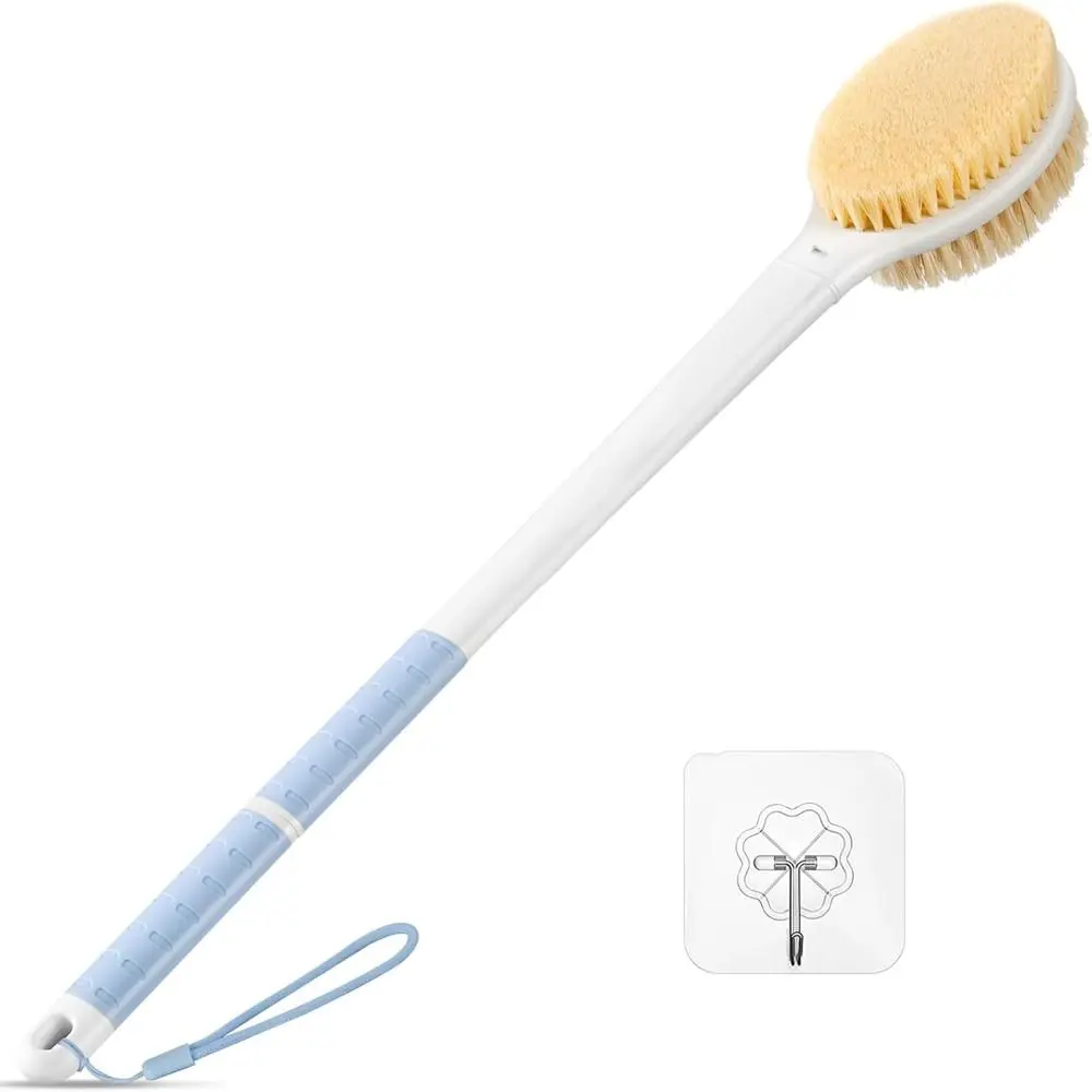 Anti Slip Back Scrubber Long Handle with Stiff and Soft Bristles Body Shower Brush Dual-Sided Body Exfoliator