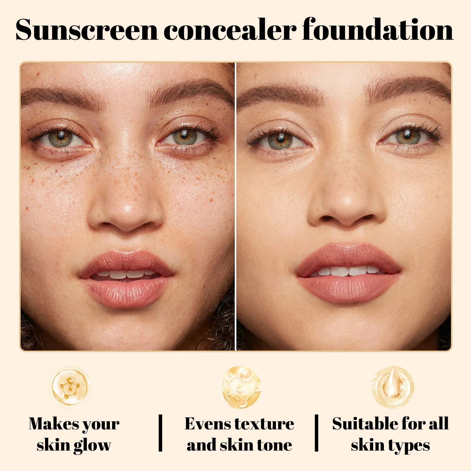 GROEL ライトスペクトラム補正メイクアップベース - カラーミミッキングテクノロジー搭載の保湿日焼け止めコンシーラーファンデーション、30g