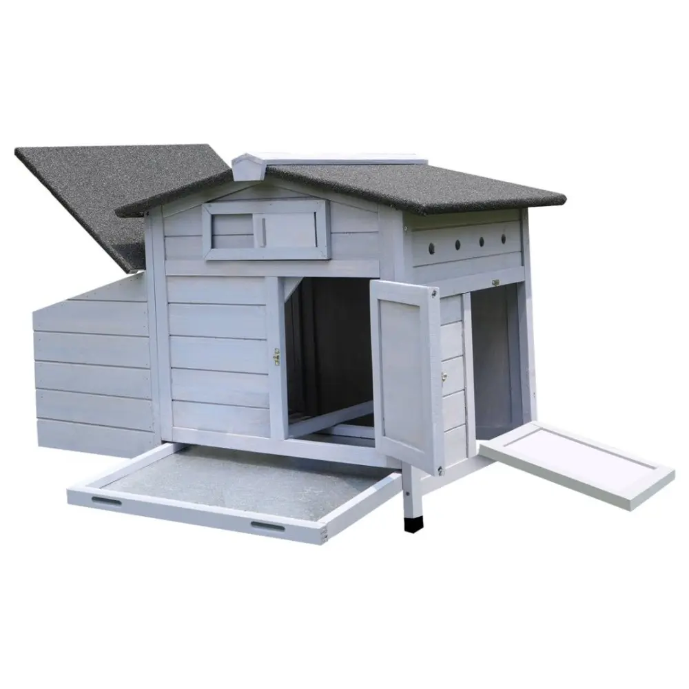 حظيرة الدجاج على ركائز مع عش وضع خشبي تحمي الدجاج من المفترسين، عش مرتفع، سهل التنظيف