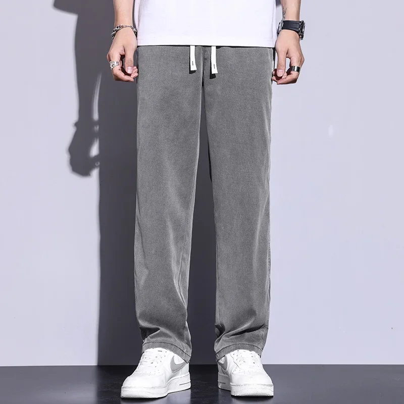 

Men's Summer New Ultra Thin Baggy Lyocell Soft Breathable Straight Trousers Elastic Waist Casual Trousers Plus Size