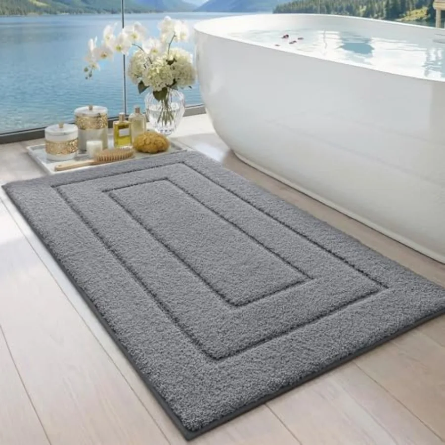 

Bathroom Rug 43x24 Non Slip Washable Bath Mat for Shower Floor Extra Large Absorbent Soft Bathmat with Rubber Backing Quick Dry