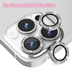 For iPhone 17 Pro Max Air Camera Lens Protector For iPhone 16 15 14 Pro Max Glitter Diamond Camera Cover Circle Tempered Glass