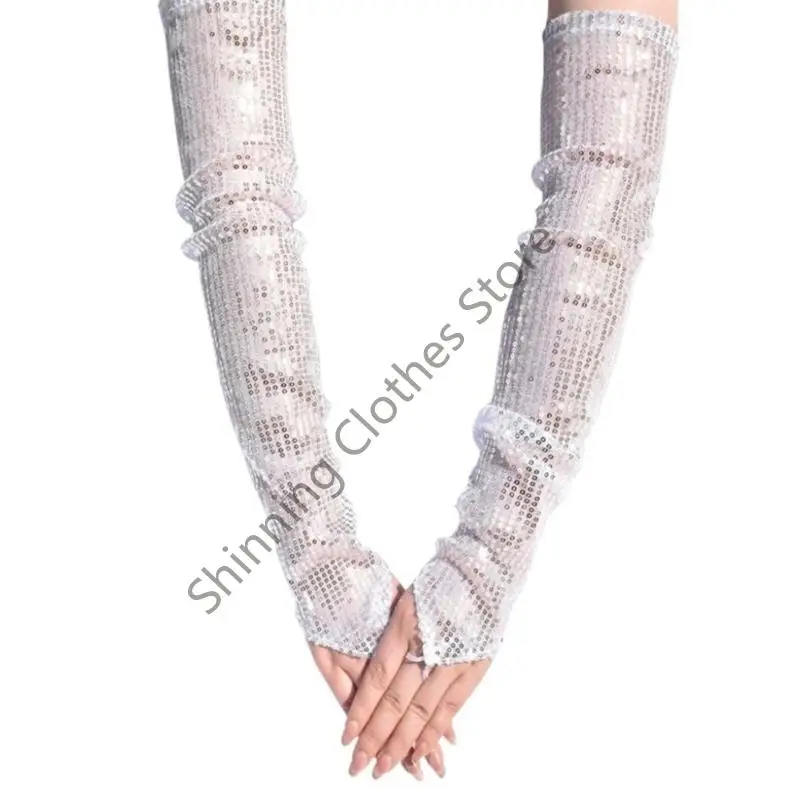 

M68A Sparkled Fingerless Party Gloves For Role Playing Celebrations Halloween Costume Accessory Practical Polyester Fabric