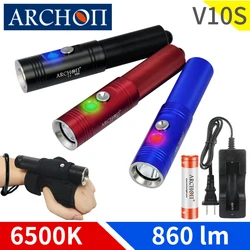 ARCONTE V10S 6500K luci subacquee Professionale di immersioni subacquee di illuminazione della torcia elettrica del CREE circuito integrato del LED Portatile diving flashligh immersione lampada