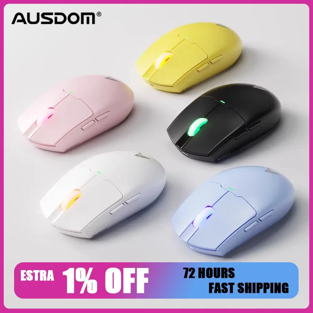 

AUSDOM G02 Tri Mode Wireless Mouse Lightweight Ergonomic Long Battery Life Bluetooth Gaming Office For Small Medium Hands PC