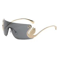 New Fashion Women Oversized Rimless Sunglasses Luxury Brand Swan Shaped Sun Glasses Trendy Large Frame Sun Glasses UV400 - Image 5