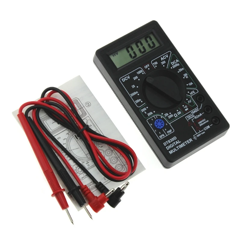 Digital Multimeter with Buzzer Ampere Meter Test Probe for DC A