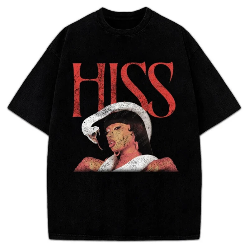 Megan Thee Stallion Hiss Retro Pattern Fan Rap Concert T-Shirt, Unisex, Pure Cotton, Loose Casual Shirt  graphic t shirts